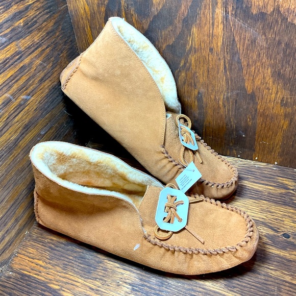 Coach Tan Suede Shearling Men's Driver Moccasin Slip-On Slippers Sz 11D CC842 - Picture 1 of 8